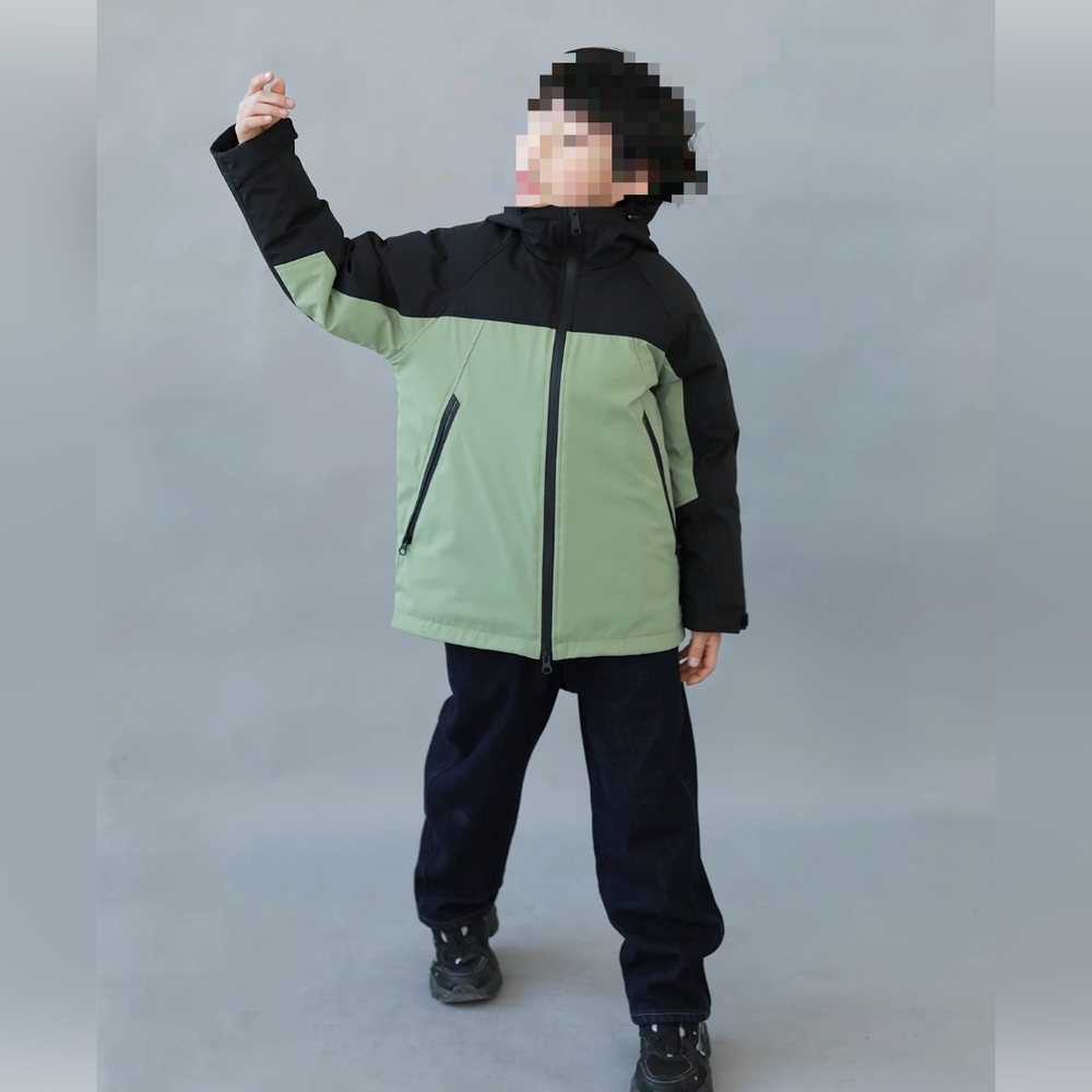 Black and Green Kids' 3 In 1 Down Jacket